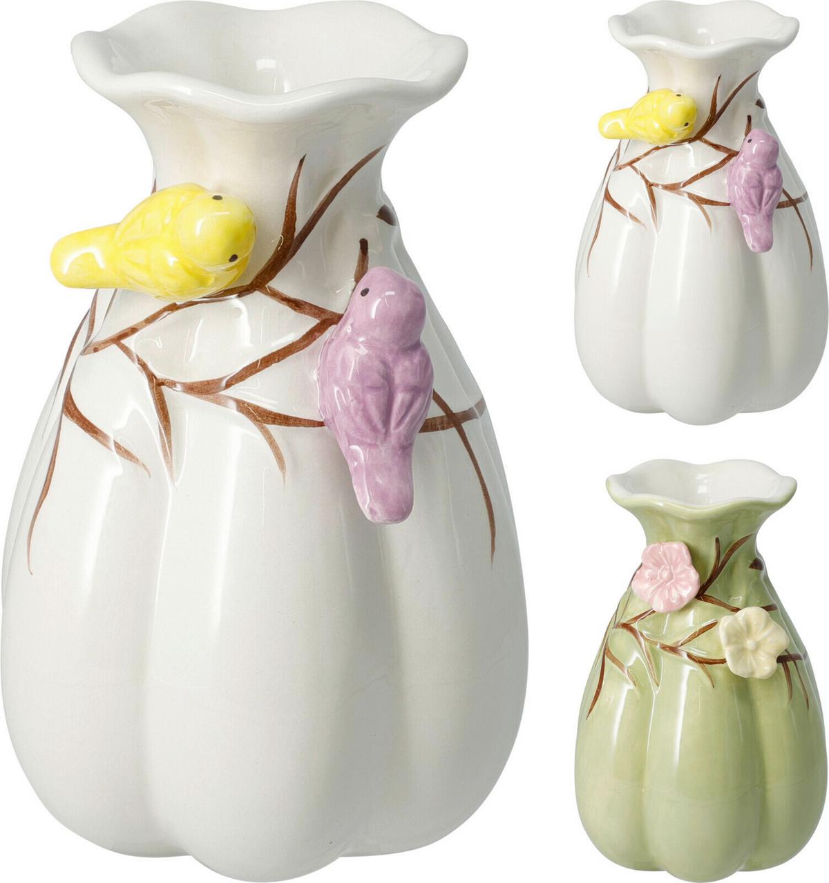 Vase Luisa - Weiß/Grün, Basics, Keramik (9,5/14/9,5cm)