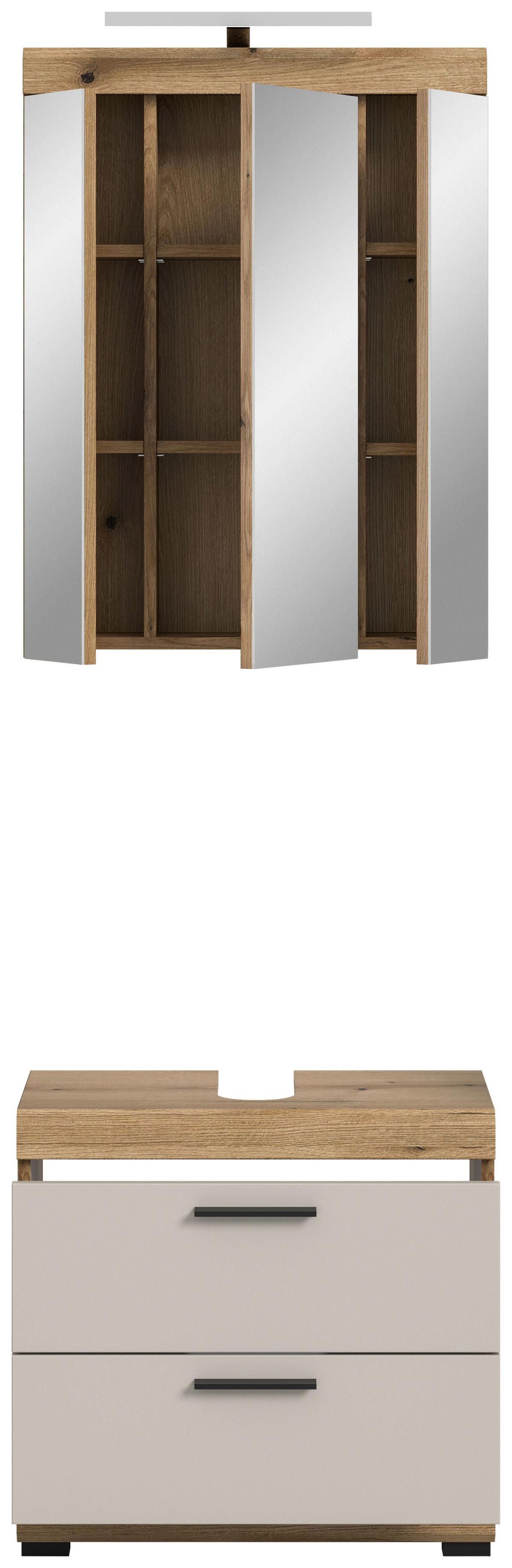 Badezimmer Scout Kaschmir/naturfarben B: 60 Cm - Kaschmir/Schwarz, MODERN, Glas/Holzwerkstoff (60cm) - MID.YOU