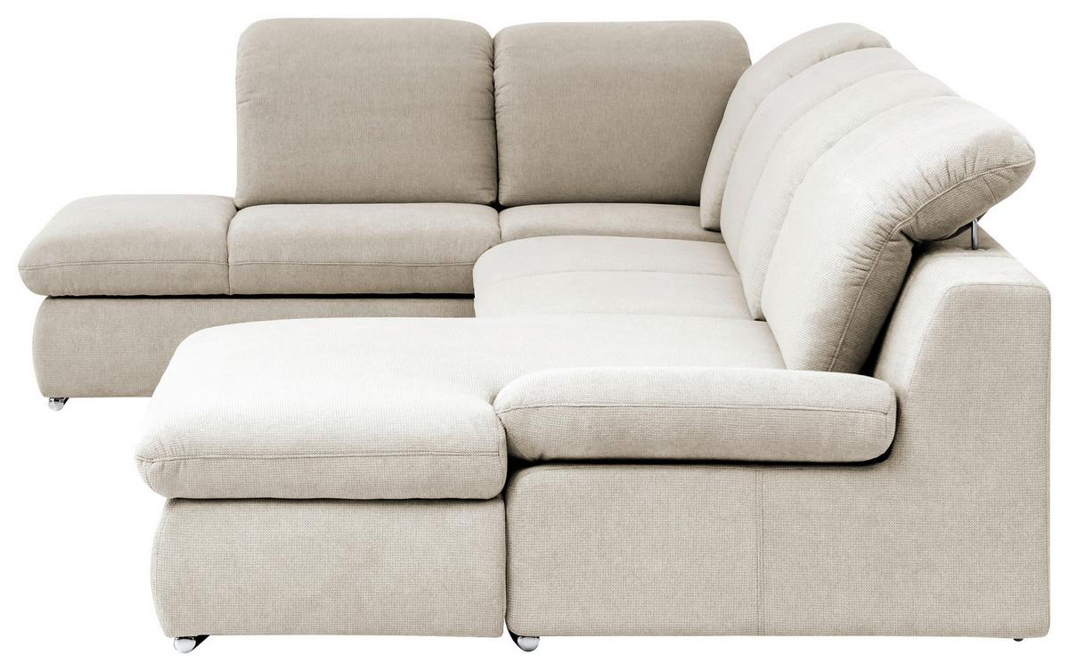 Wohnlandschaft Isona Creme Chenille - Chromfarben/Creme, Design, Textil (212/353/165cm) - Livetastic