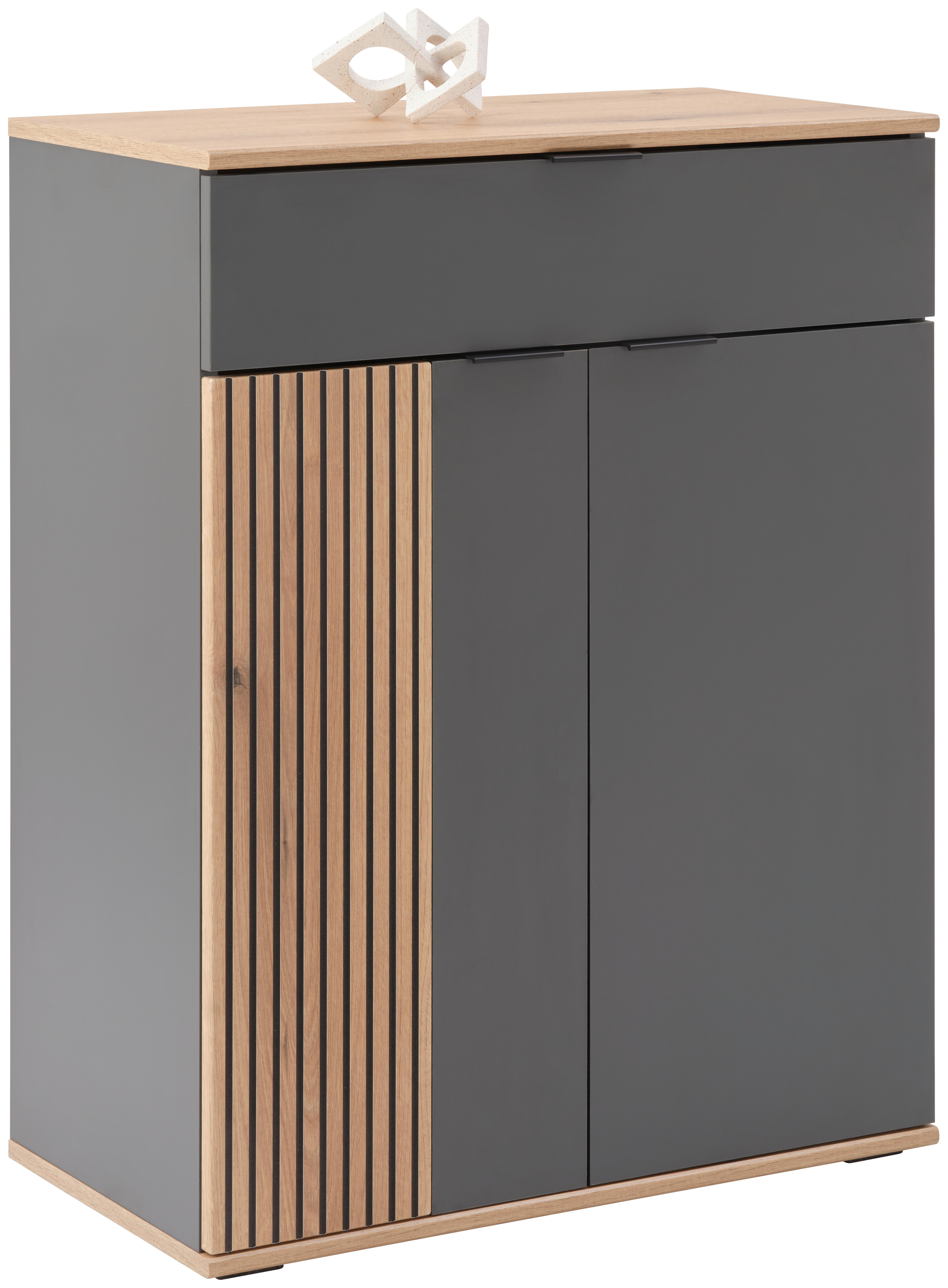 Kommode Clever Anthrazit B: 70 cm - Eichefarben/Anthrazit, MODERN, Holzwerkstoff (70/92/38cm)