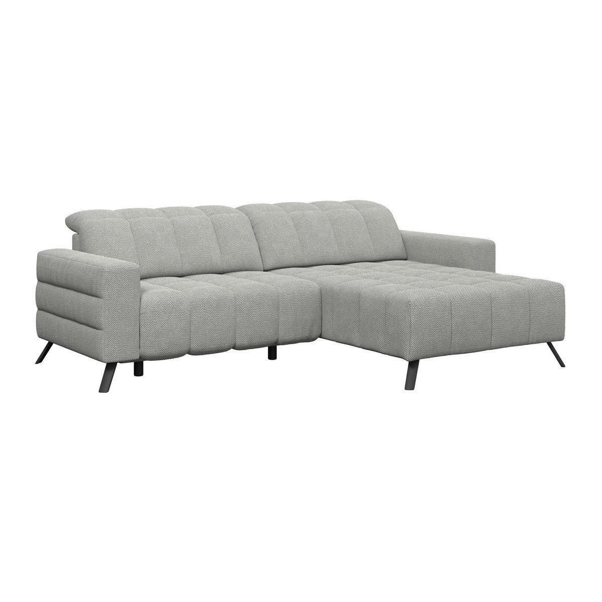 Ecksofa Milano Microfaser hellgrau, B: 256 cm - Hellgrau/Schwarz, MODERN, Holz/Textil (256/178cm) - Luca Bessoni