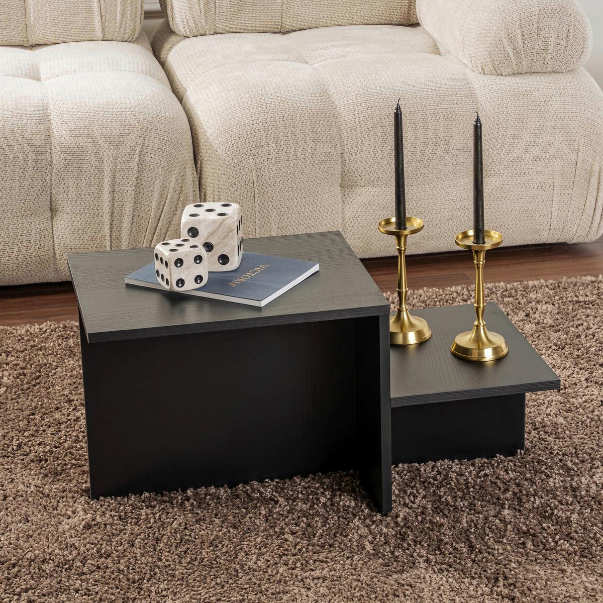 COUCHTISCH Harmony Schwarz L: 80cm - Schwarz, Design, Holzwerkstoff (80/40/40cm) - MID.YOU