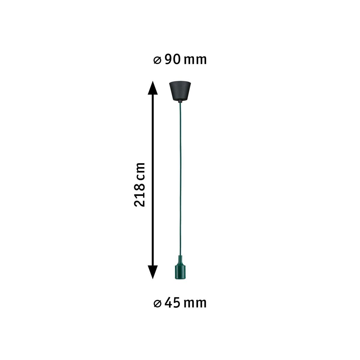 Hängeleuchte Ø 9 cm 1-Flammig - Schwarz/Grün, Basics, Kunststoff/Textil (9,0/218cm) - Paulmann