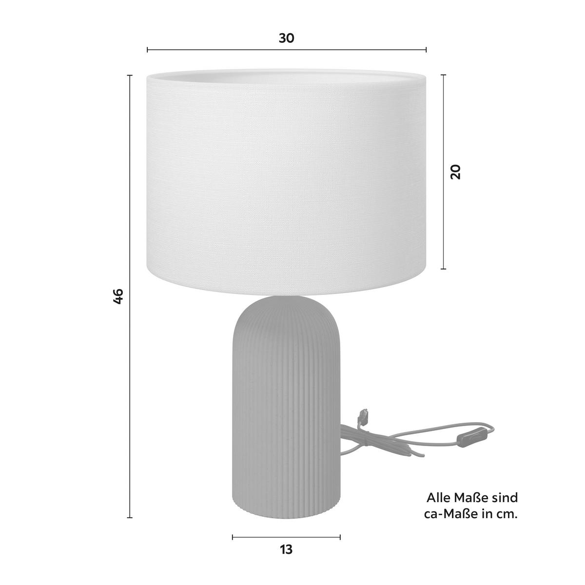 Tischleuchte Lucina Beige/Creme max. 40 Watt - krémová/béžová, Modern, kov/textil (30/46cm) - Bessagi Home