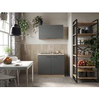 Miniküche Merle Grau/Eiche Dekor B:100cm - Eichefarben/Grau, Basics, Holzwerkstoff (100cm) - Respekta