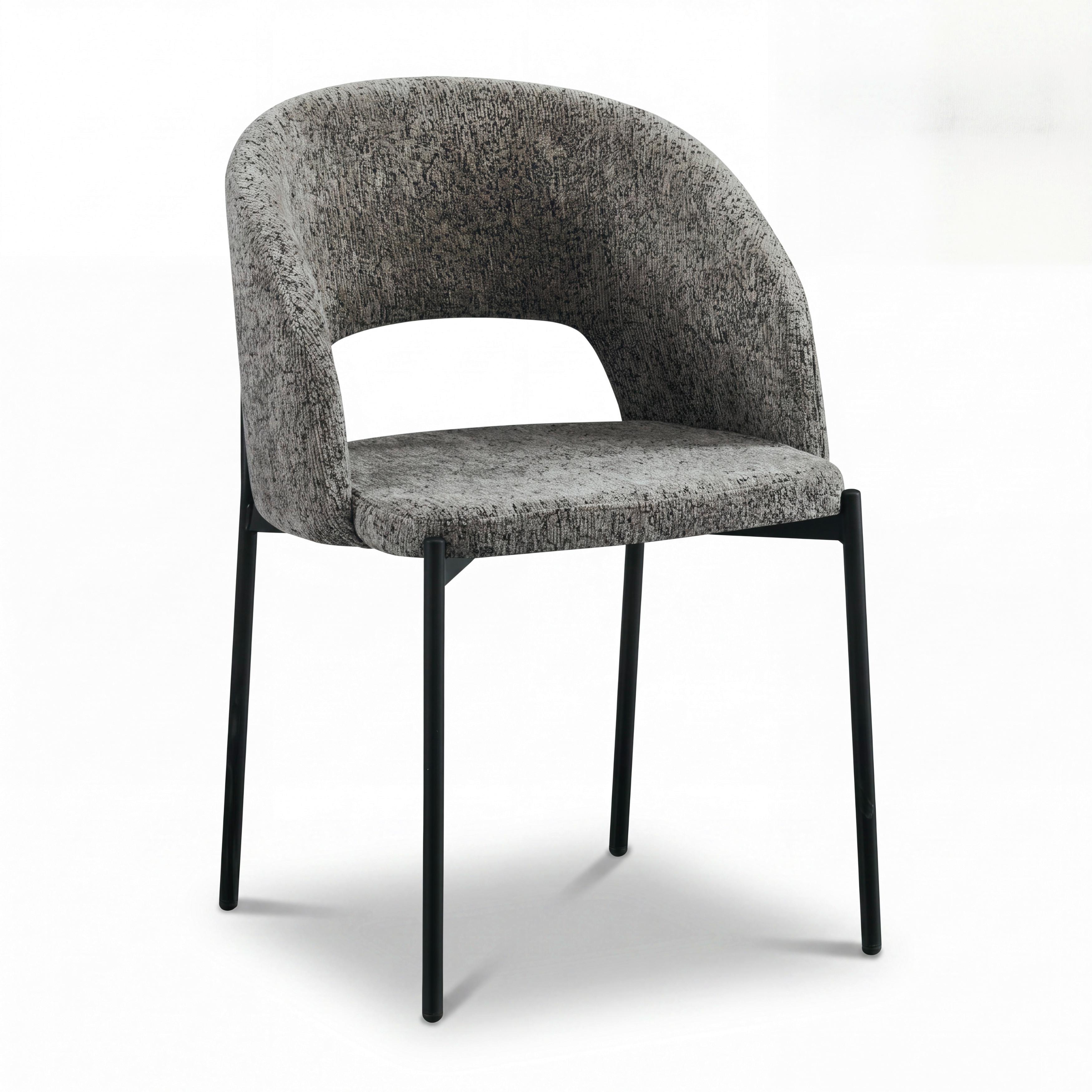 Židle Nadiya lněný vzhled, čalouněné - černá/hnědá, Moderní, kov/dřevo (52/78/56cm) - Bessagi Home
