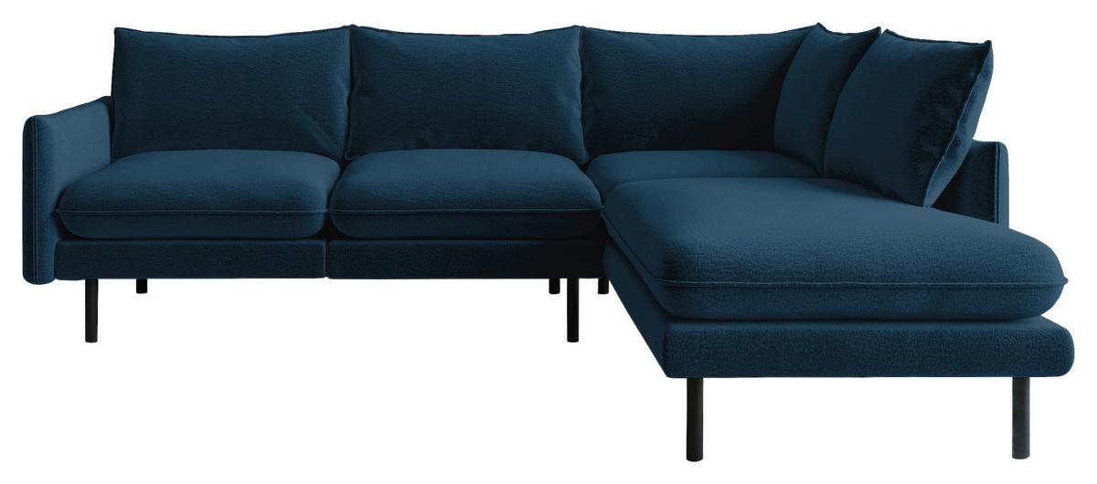 Ecksofa Samos Blau S: 267x204 Cm - Blau/Schwarz, Design, Textil (267/204cm) - Livetastic