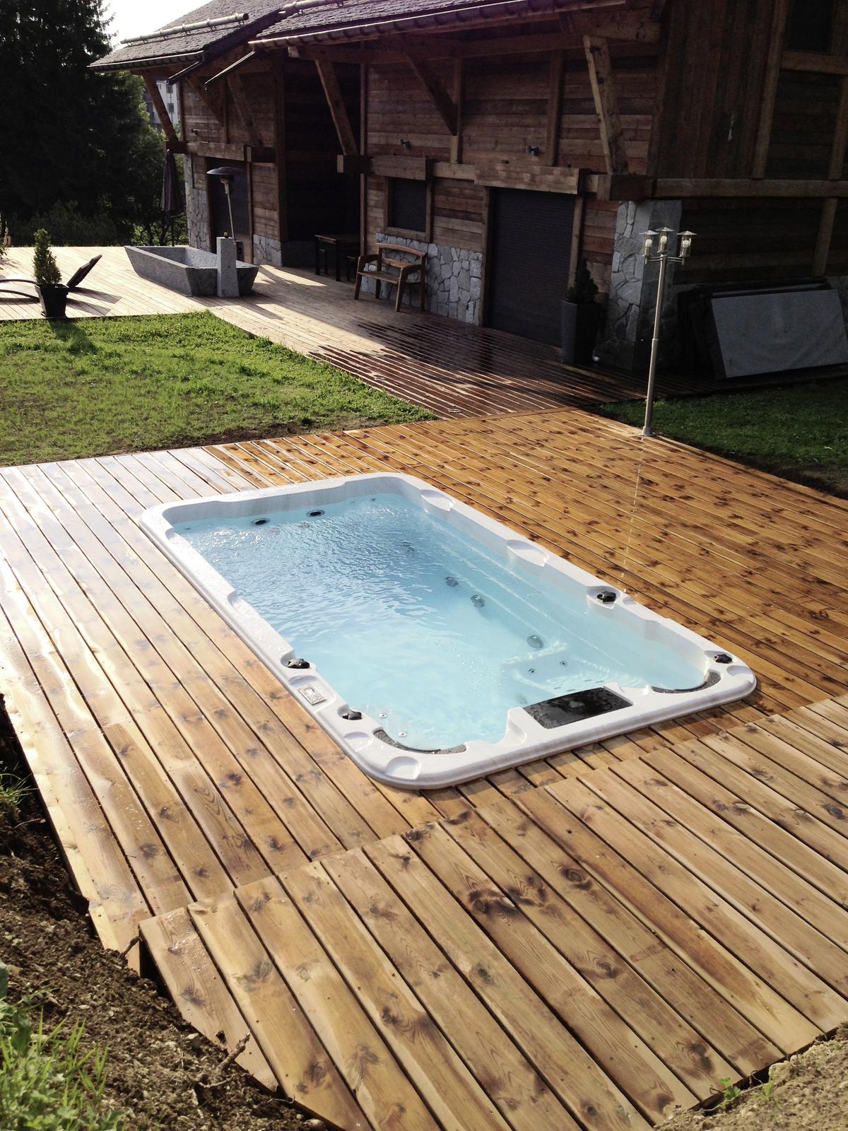 Whirlpool Acryl Swimspa Fano Hydro Jets 400x228x126 Cm - Silberfarben/Weiß, Design, Kunststoff (400/228/126cm)