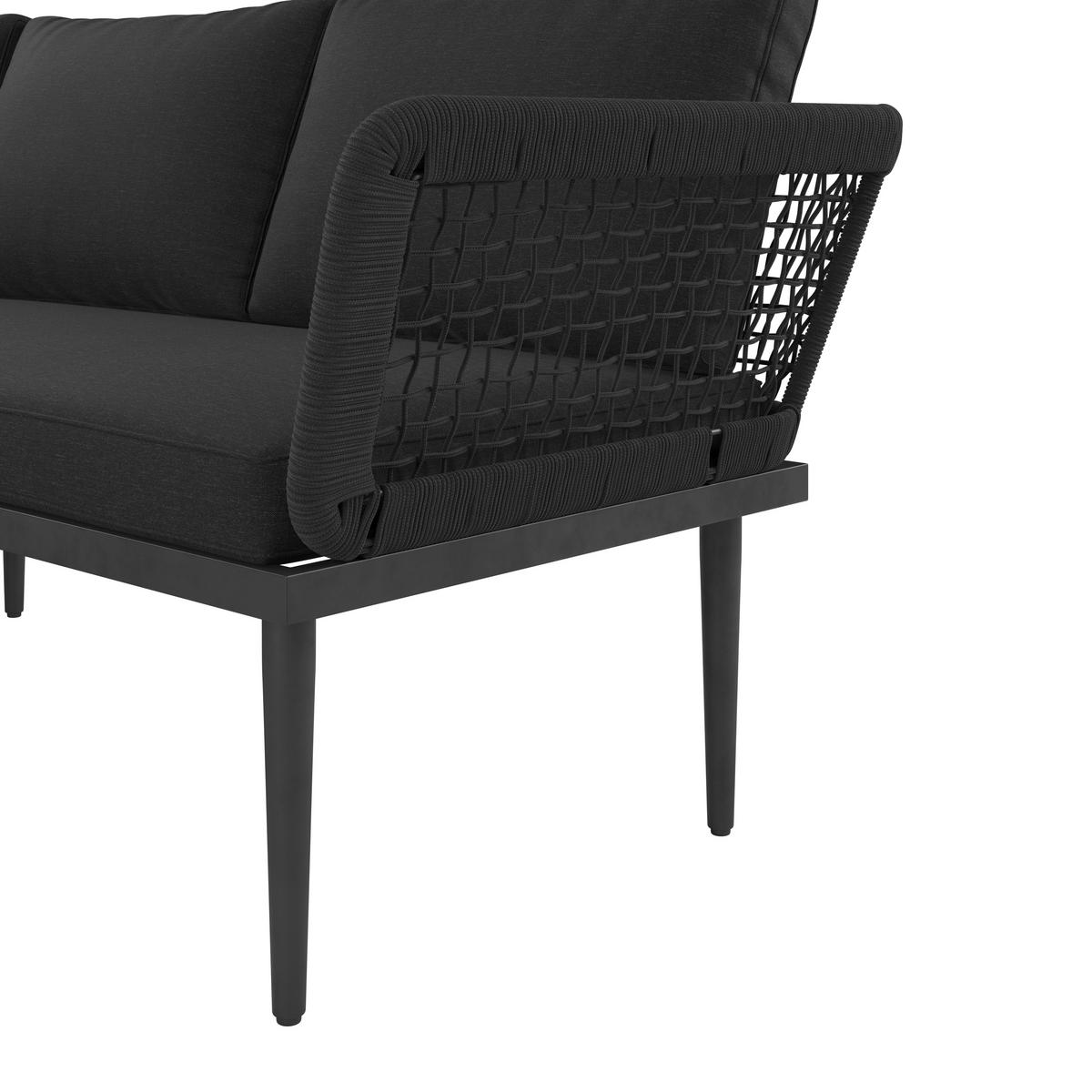 Loungegarnitur Nara - Schwarz/Akaziefarben, MODERN, Glas/Holz (185/146,5cm) - Beldano