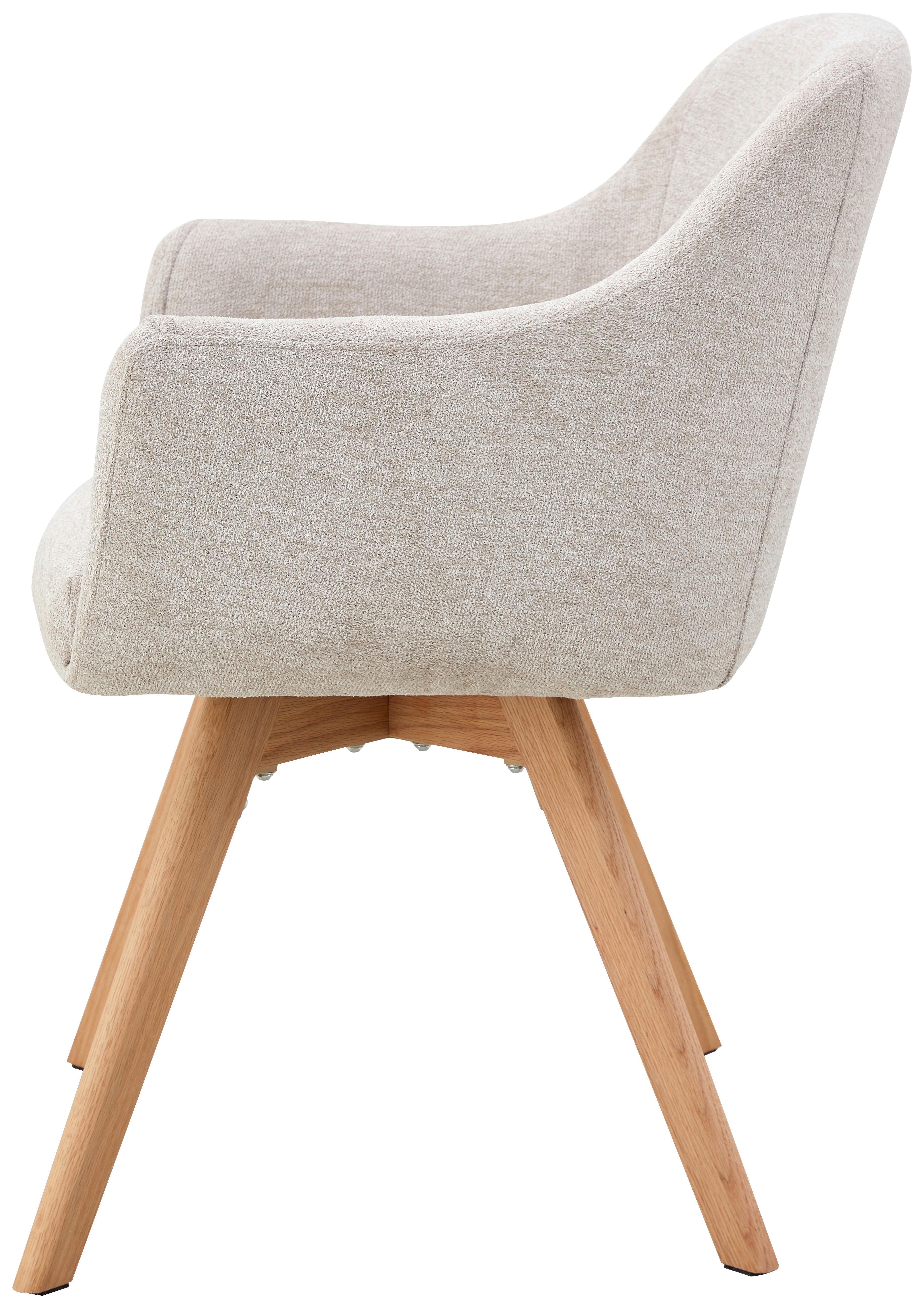Armlehnstuhl Mats Webstoff Creme, B: 61 Cm - Creme/Naturfarben, KONVENTIONELL, Holz/Textil (61/85,5/63,5cm) - Livetastic