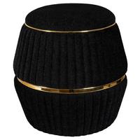 Hocker Doric 235 Schwarz/Gold D: 51,5 cm - Goldfarben/Schwarz, Design, Textil (51,5/53cm) - Kayoom