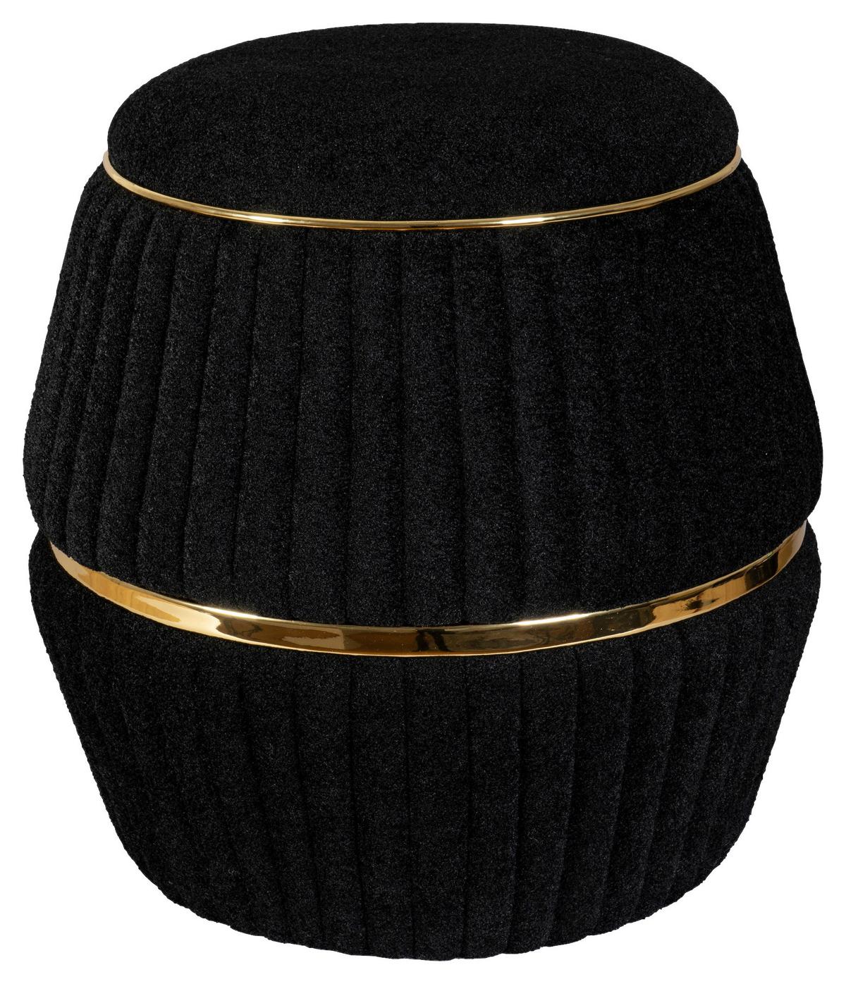 Hocker Doric 235 Schwarz/Gold D: 51,5 cm - Goldfarben/Schwarz, Design, Textil (51,5/53cm) - Kayoom
