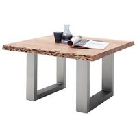 Couchtisch Holz mit Massiver Tischplatte Cartagena, Akazie - Edelstahlfarben/Akaziefarben, MODERN, Holz/Metall (75/45/75cm)