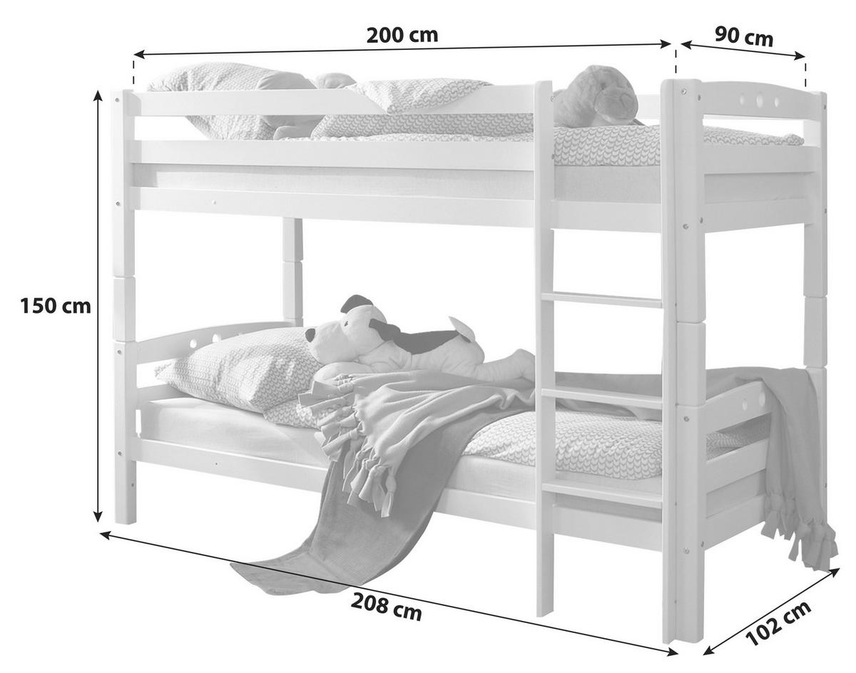Etagenbett Lupo Buche Massiv 90 cm mit Absturzsicherung - Buchefarben, Basics, Holz (90/200cm) - MID.YOU