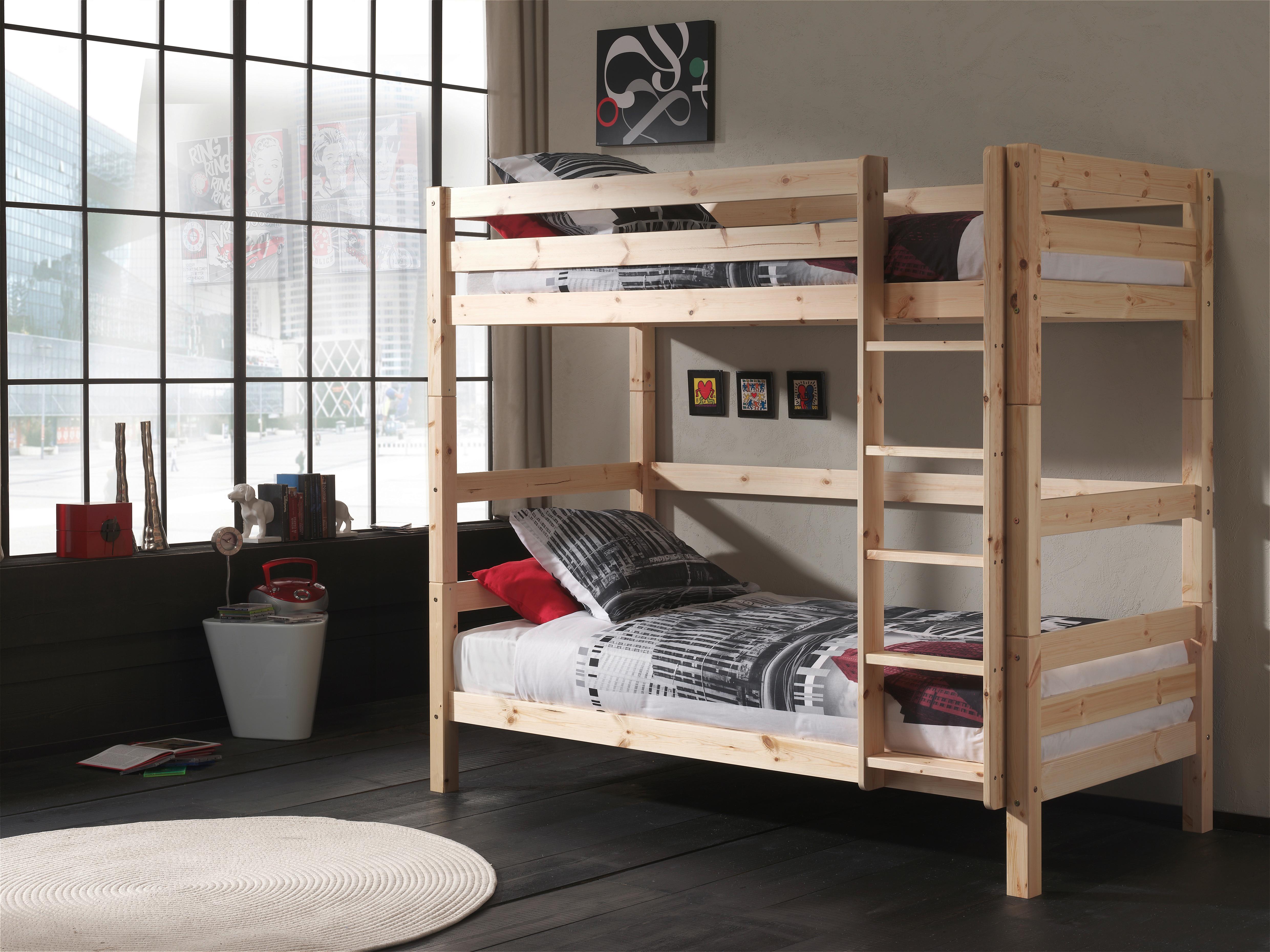 Etagenbett Pino Kiefer Massiv mit Leiter - Kieferfarben, MODERN, Holz (90/200cm) - MID.YOU