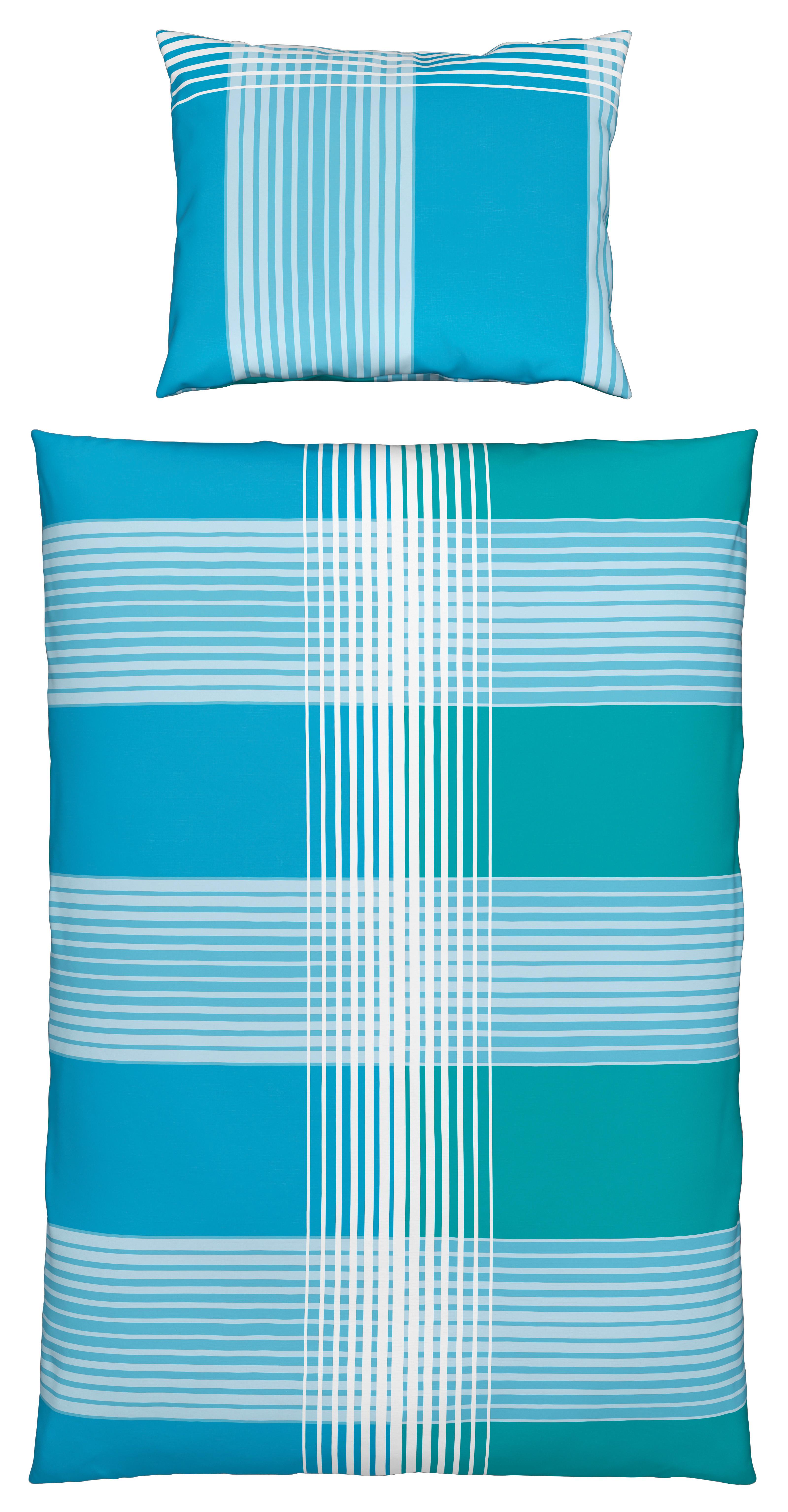 Seersucker Bettwäsche 140x200 Cm Enja Baumwolle Blau/türkis - Türkis/Blau, MODERN, Textil (140/200cm) - Luca Bessoni