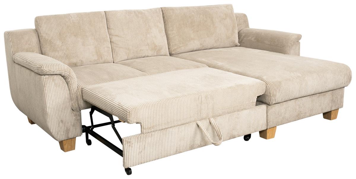 Ecksofa mit Schlaffunktion Alex + Bettkasten Beige 246x88 cm - Beige/Naturfarben, MODERN, Textil (246/156cm)