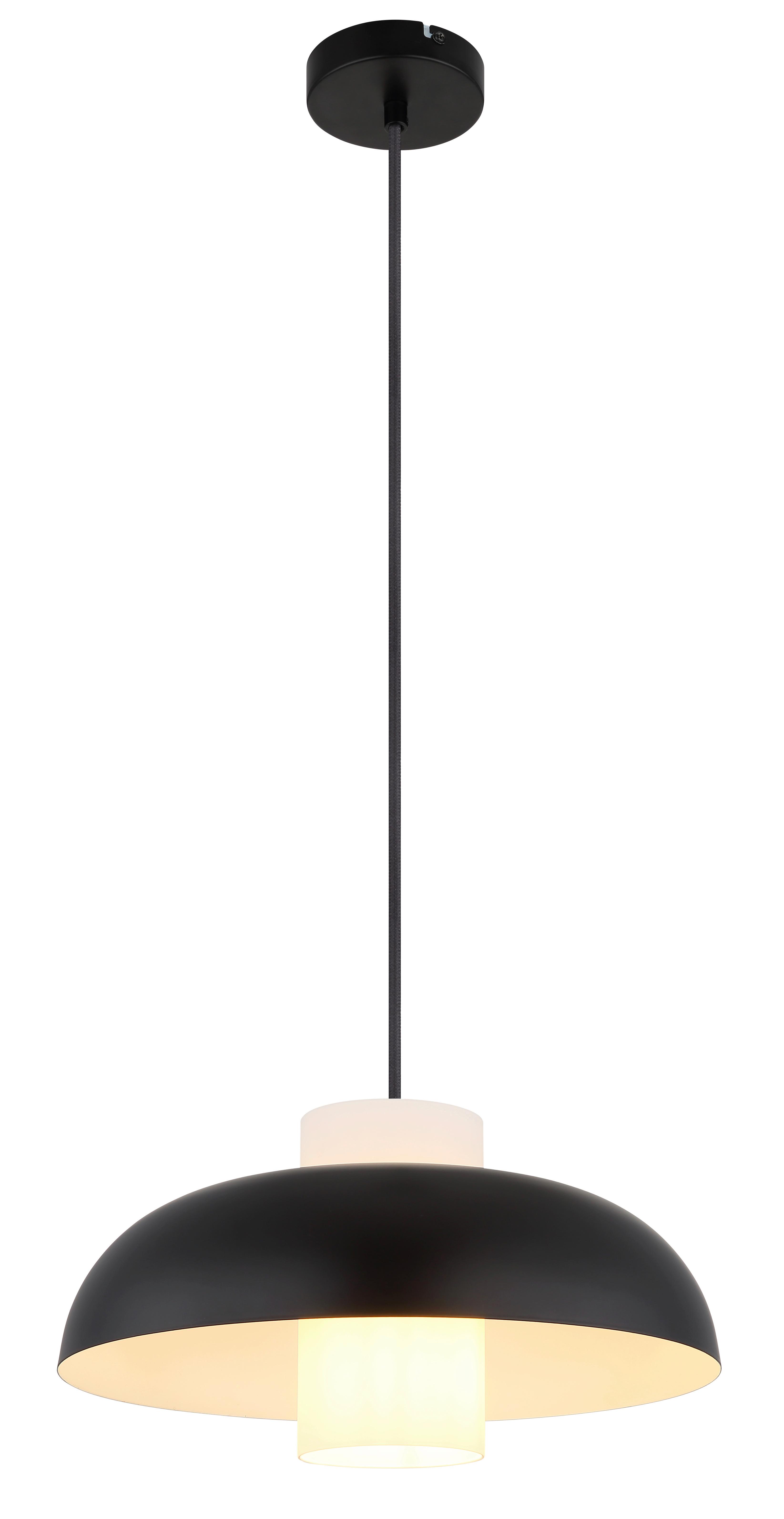 HÄNGELEUCHTE 15755S - Schwarz/Weiß, Trend, Glas/Textil (38/120cm) - Globo
