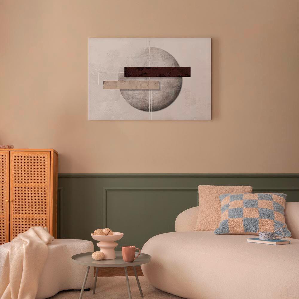 Leinwandbild Geometric Decay Braun Greige B: 90 cm - Greige/Braun, Basics, Holz/Textil (90/60/1,2cm) - artgeist