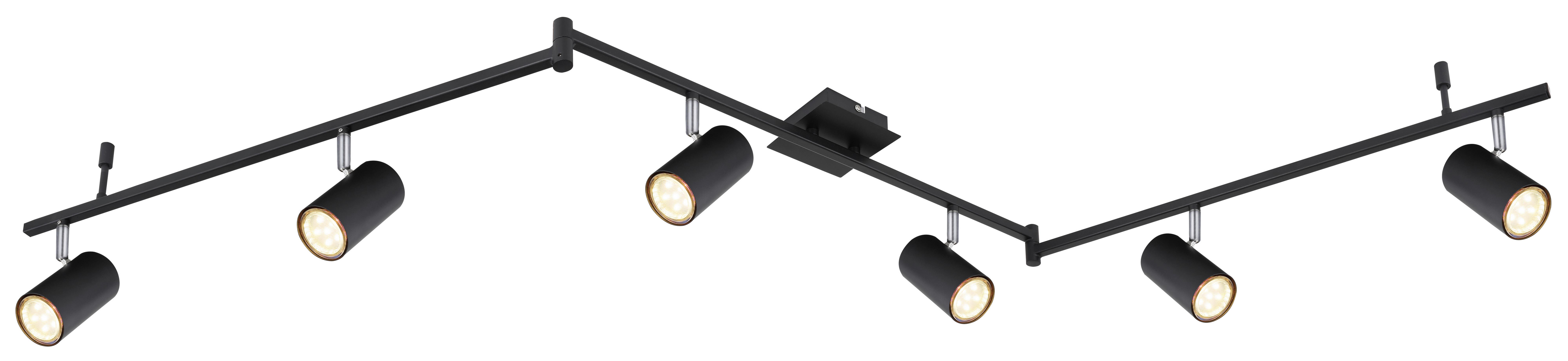 Strahler 6-Flammig verstellbar L: 180 cm - Schwarz, Design, Metall (180/10/18,5cm) - Globo