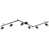 Strahler 6-flammig Verstellbar L: 180 Cm - Schwarz, Design, Metall (180/10/18,5cm) - Globo