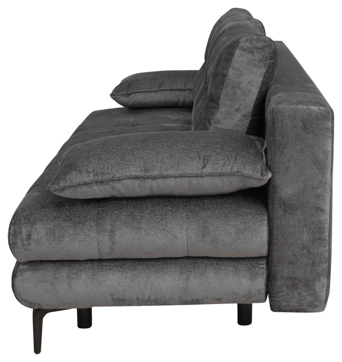 Schlafsofa Perla Graphitfarben B: 203 cm - Schwarz/Graphitfarben, KONVENTIONELL, Textil (203/94/96cm)