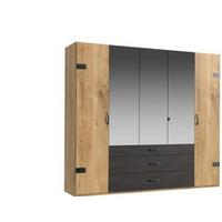 Šatní skříň DETROIT šířka 250cm - barvy dubu/barvy grafitu, Basics, kov/kompozitní dřevo (250/216/58cm) - MID.YOU