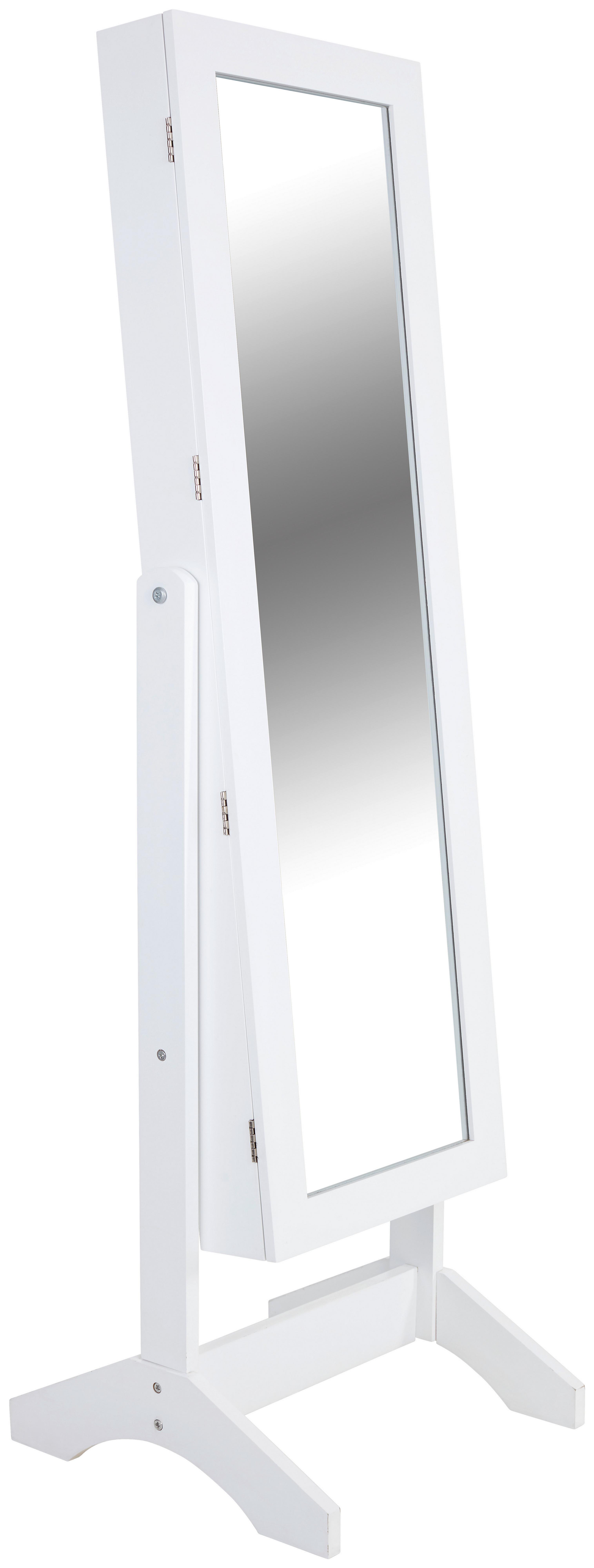 Schmuckschrank Lisi Weiß H: 146 cm Stehend Mit Spiegel - Weiß, MODERN, Glas/Holzwerkstoff (43/146/41cm)