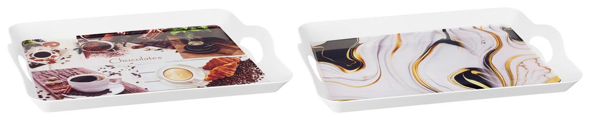 Serviertablett Benita - Multicolor/Weiß, Basics, Kunststoff (45/32/5cm) - Luca Bessoni