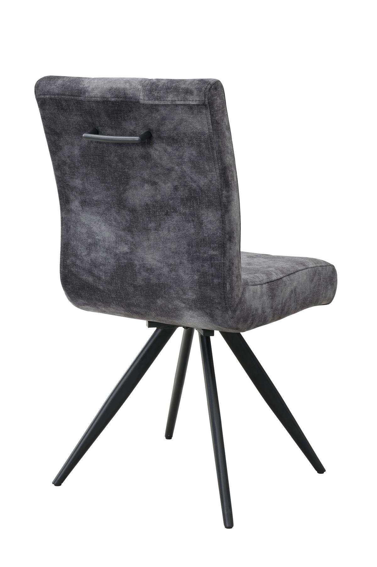 STUHL-SET PORTO S 4ER-SET - Anthrazit/Schwarz, MODERN, Textil/Metall (44/89/67cm) - P & B
