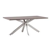 Jedálenský stôl ILIAS 180x90 cm - farba ušľachtilej ocele/strieborná, Modern, kov/drevo (180/90/76cm) - Bessagi Home