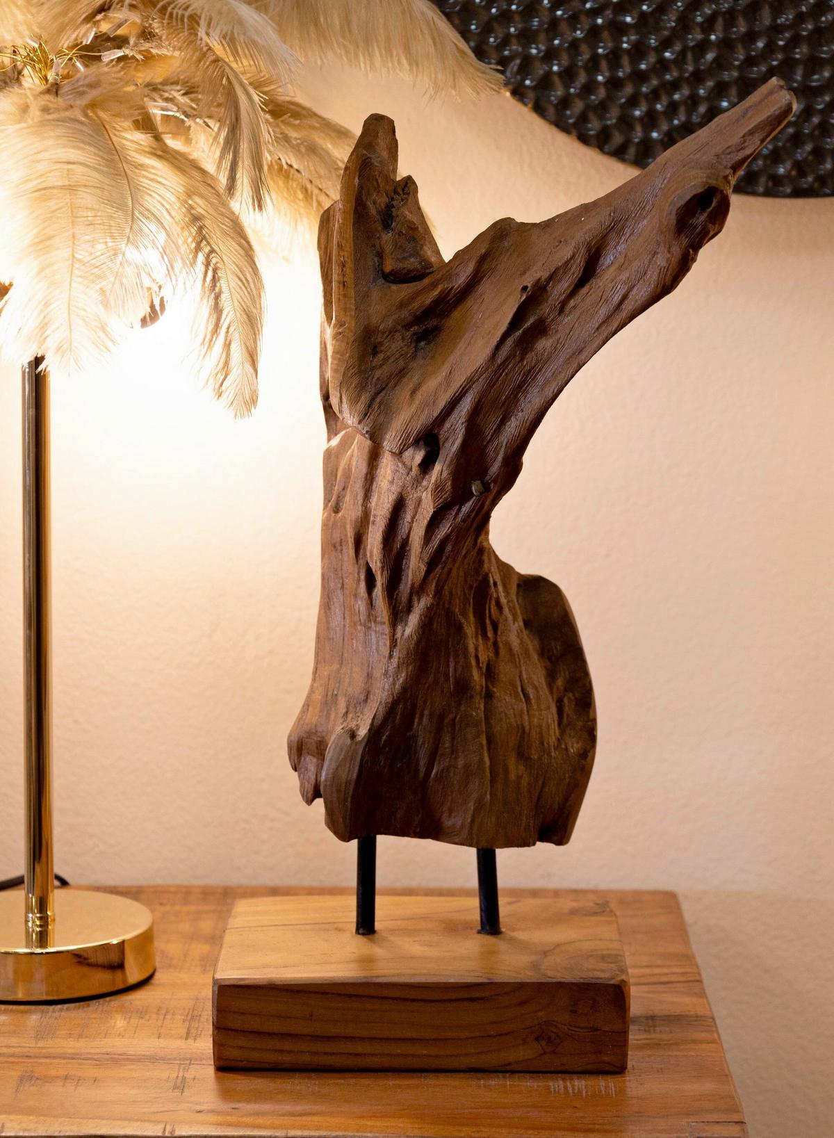 Skulptur Akar Teak Braun B: 55 cm - Braun, Basics, Holz (55/18/13cm)