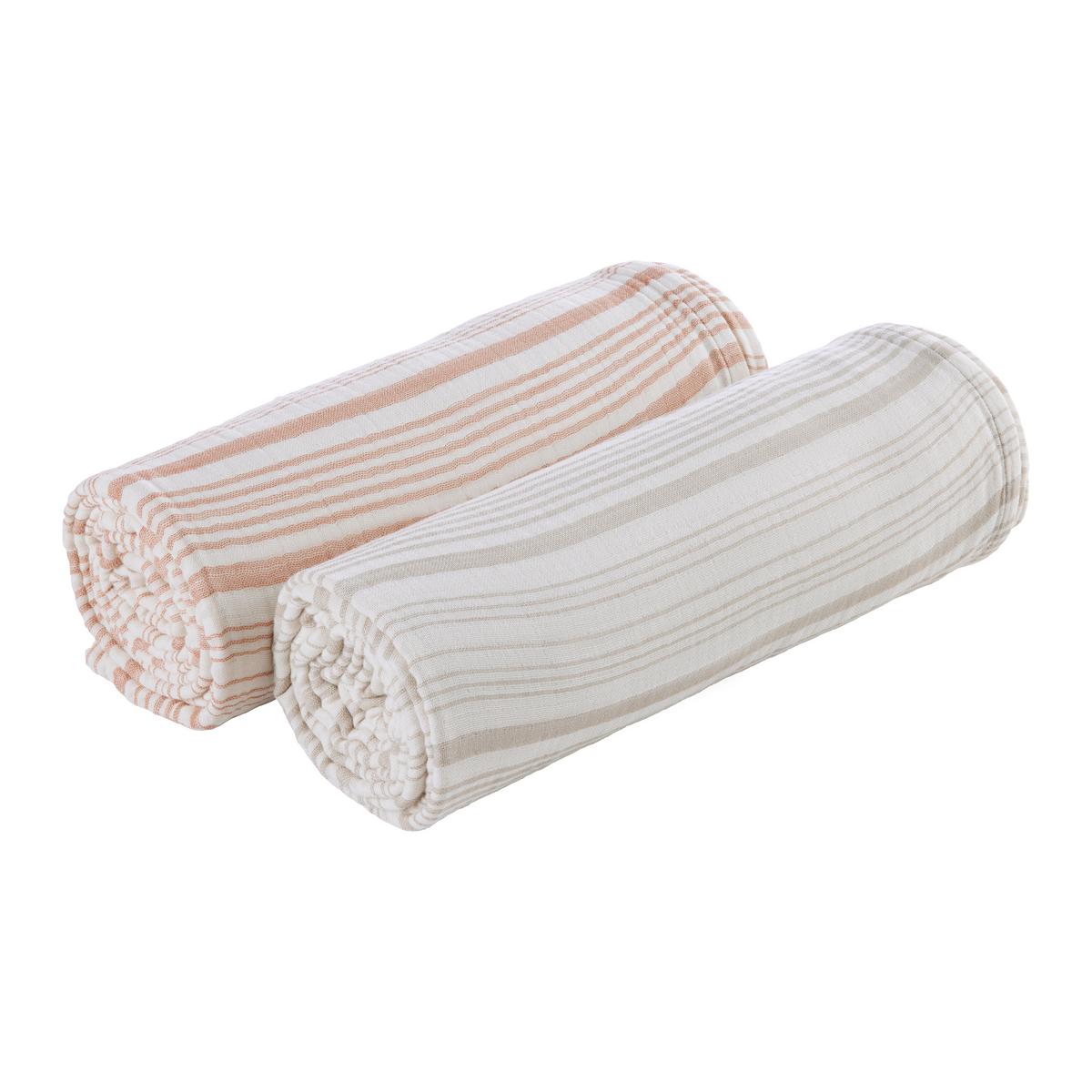 PŘEHOZ NA POSTEL MARION - bílá/terracotta, Moderní, textil (127/183cm) - Mömax