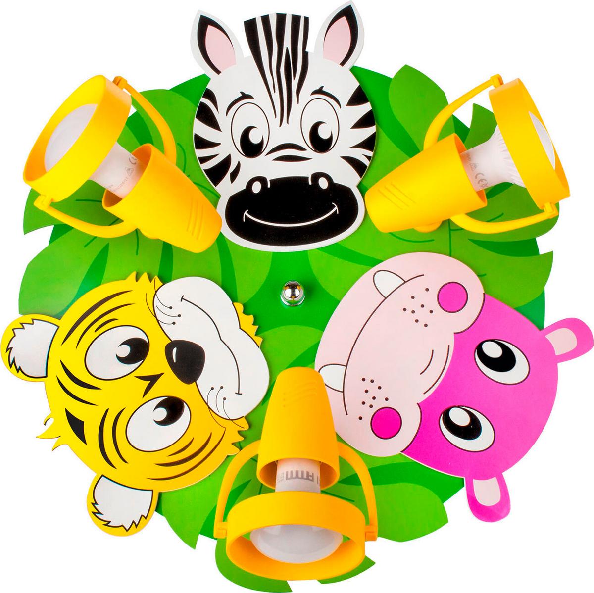 Kinderdeckenleuchte 5248520 Safari - Hippo - Pink/Gelb, Basics, Holzwerkstoff/Kunststoff (36/14cm)