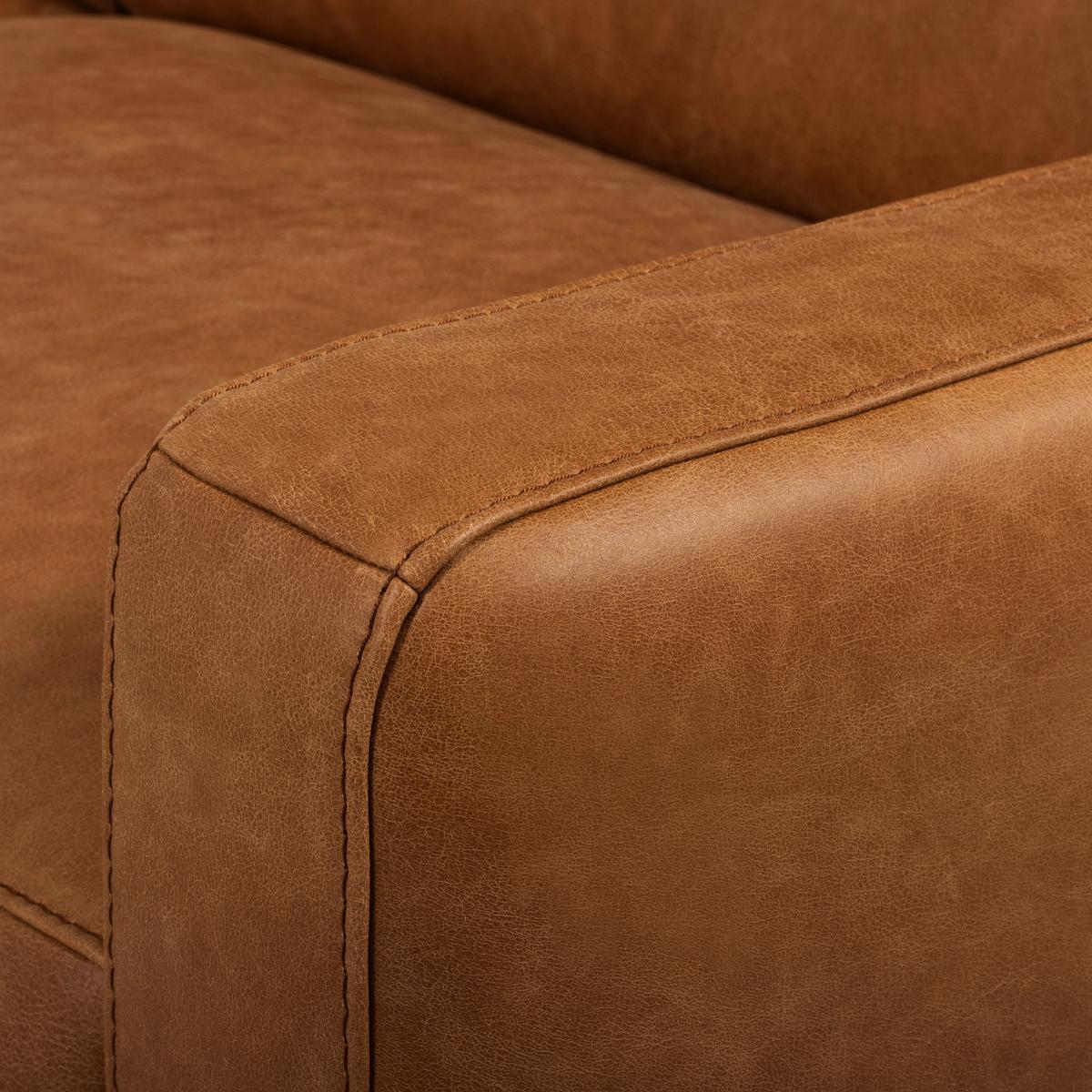 2-Sitzer-Sofa Spring, Cognac 157 cm - Cognac/Schwarzchrom, Design, Leder (157/85/92cm) - Livetastic