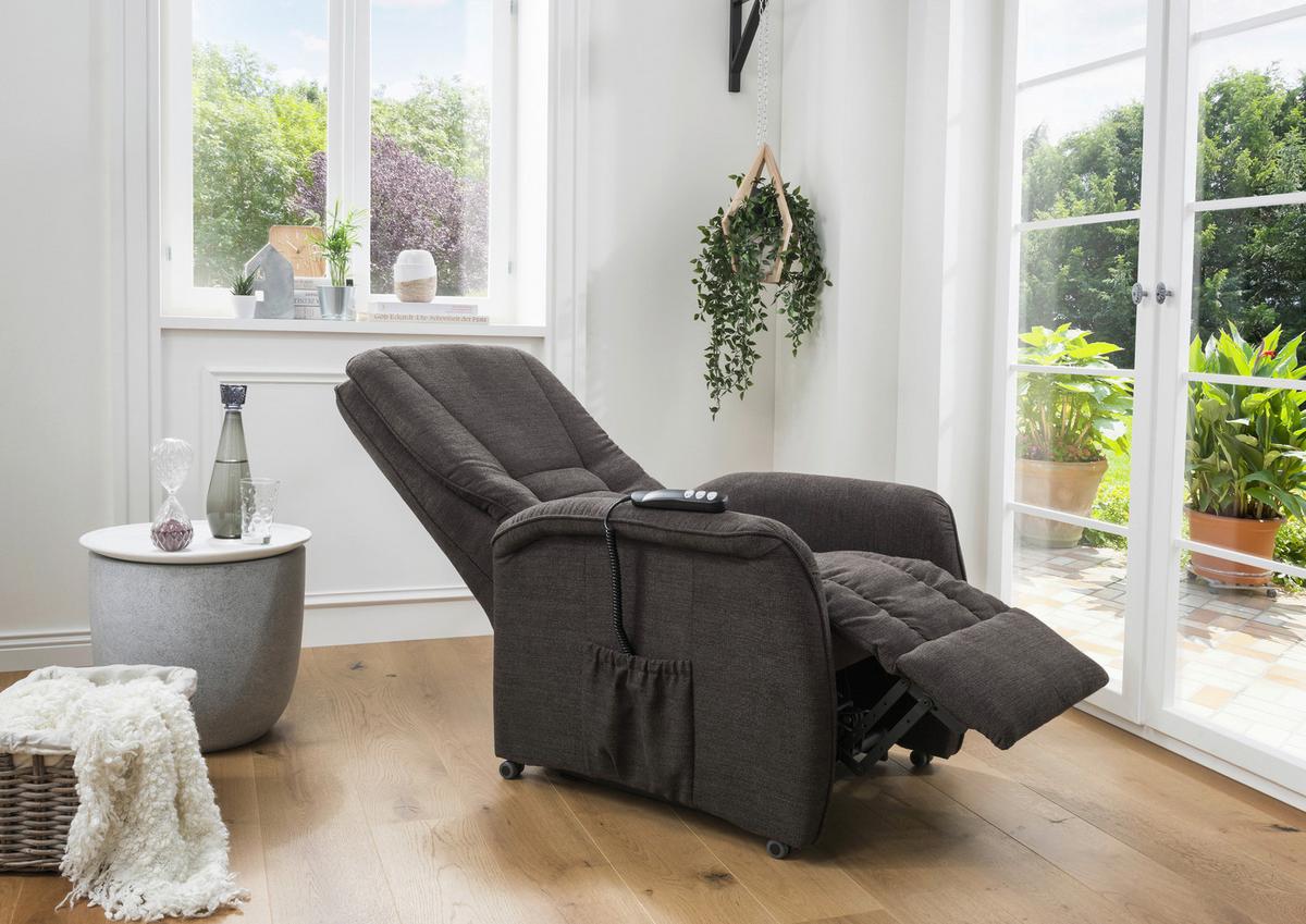 Fernsehsessel Harry Dunkelbraun B: 77 Cm - Dunkelgrün/Dunkelbraun, Design, Textil (77/107/88cm) - Livetastic