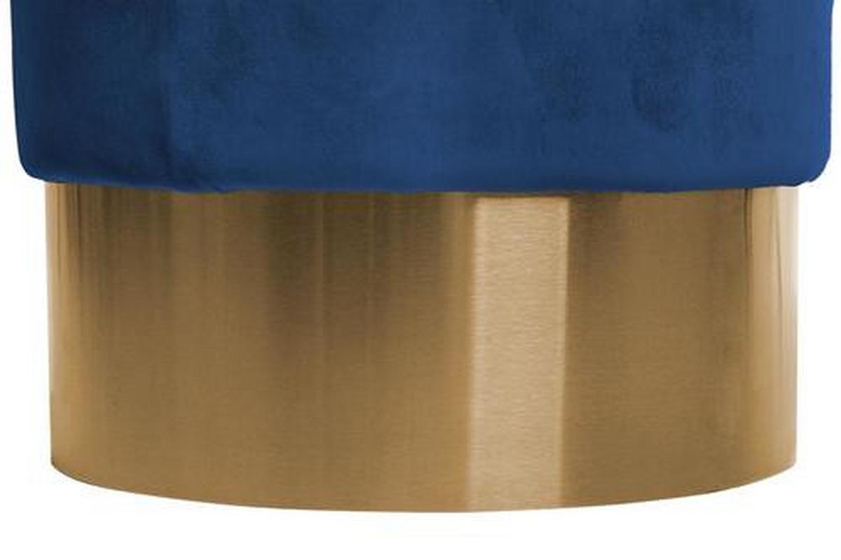 Hocker Nano Samt Dunkelblau/ Goldfarben H: 42c - Goldfarben/Dunkelblau, Basics, Holz/Holzwerkstoff (35/42cm) - Kayoom