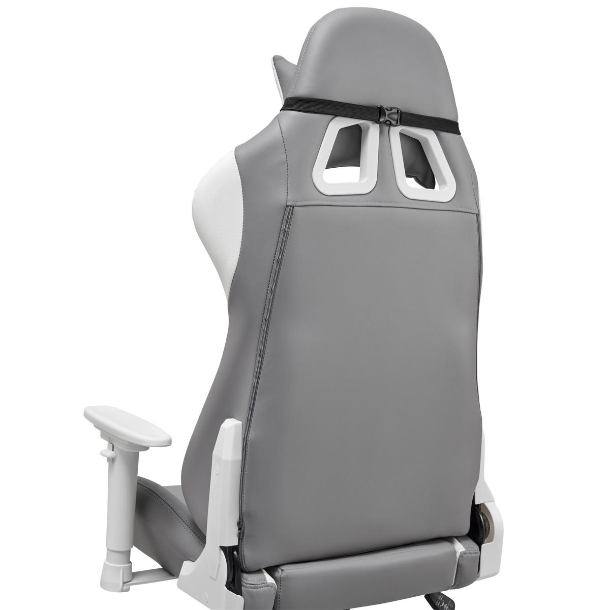 Gamingstuhl Racer - Weiß/Grau, MODERN, Kunststoff/Textil (66/126-134/59cm) - Livetastic