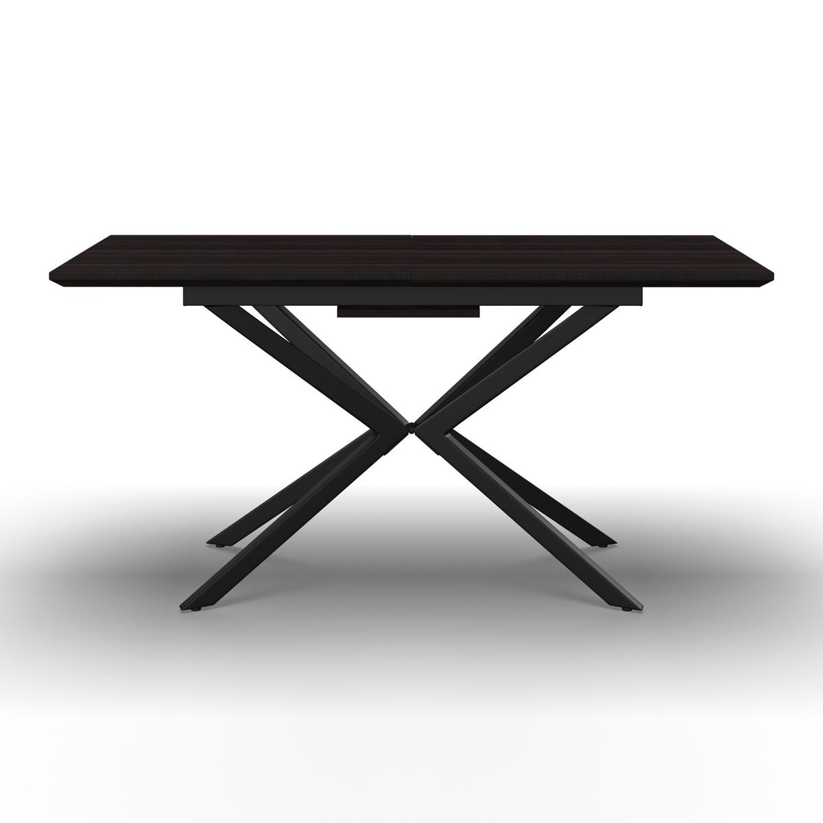 Výsuvný stůl AKI 140-180 - černá/barvy vlašských ořechů, Moderní, kov/kompozitní dřevo (140-180/76/80cm) - Bessagi Home