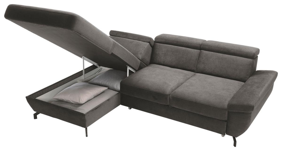 Ecksofa Rima - Anthrazit/Silberfarben, MODERN, Textil (182/262cm) - Trendmanufaktur