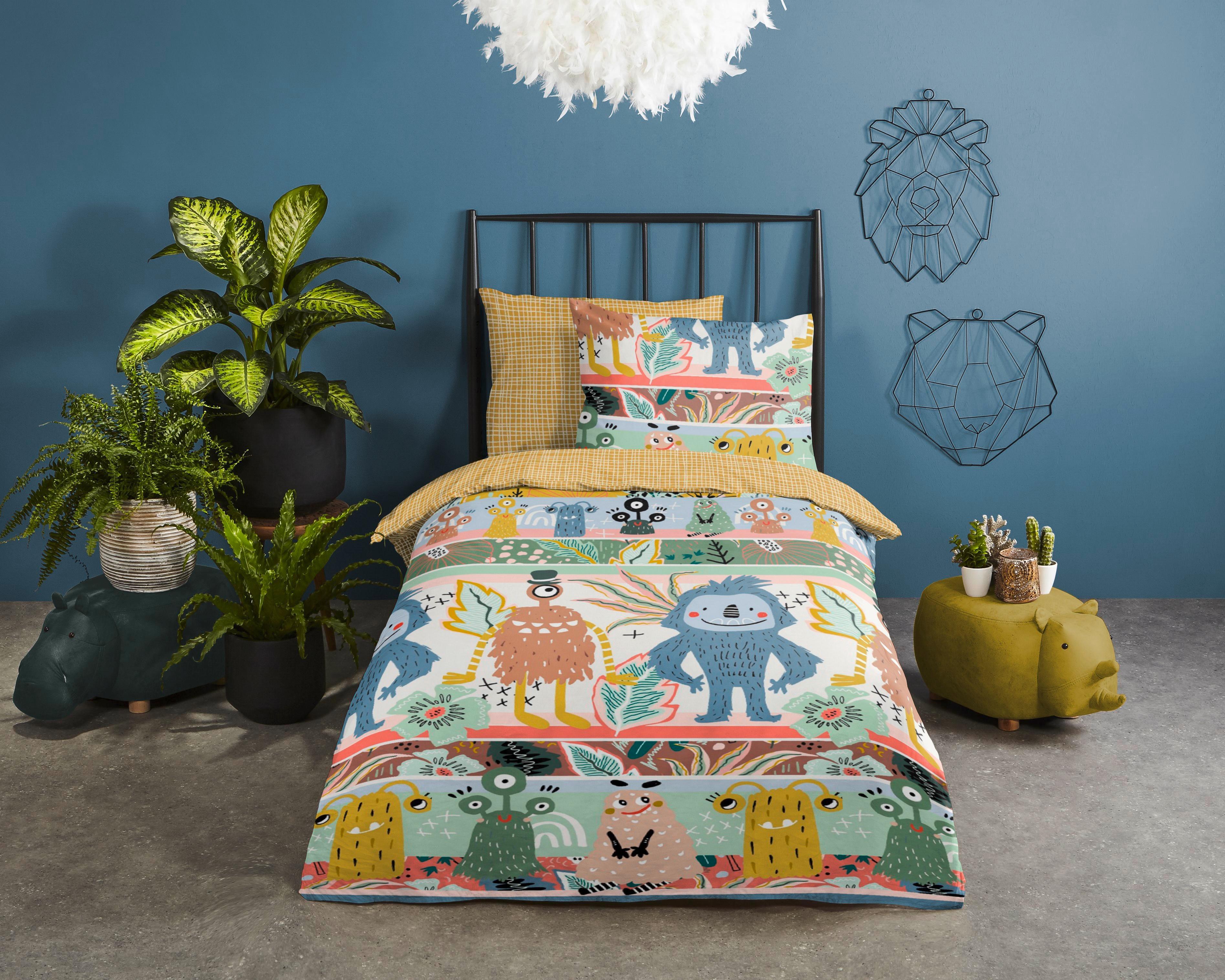 Kinderbettwäsche 140x200 Cm Monsters Animalprint - Multicolor, Basics, Textil (140/200cm)