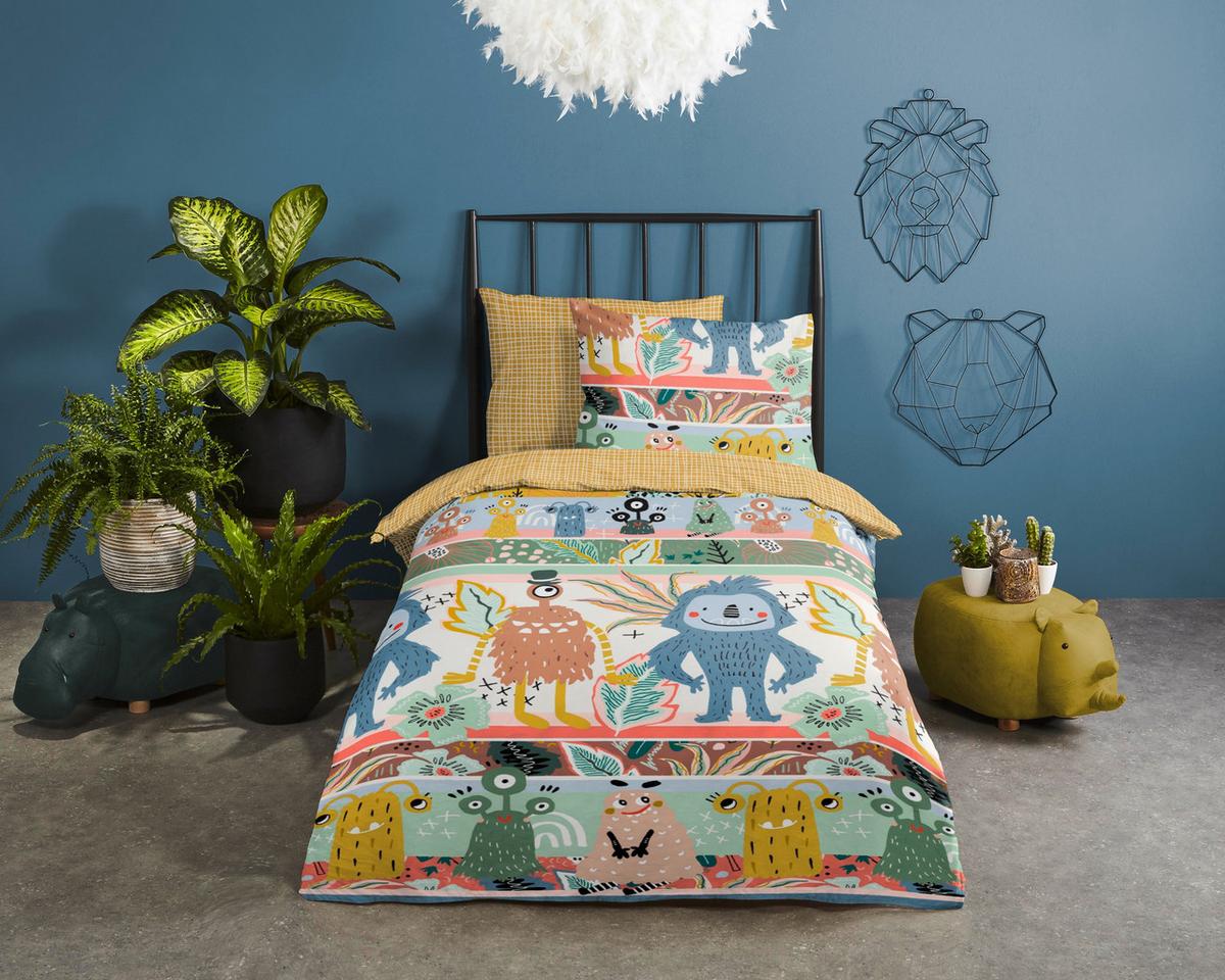 Kinderbettwäsche 140x200 Cm Monsters Animalprint - Multicolor, Basics, Textil (140/200cm)