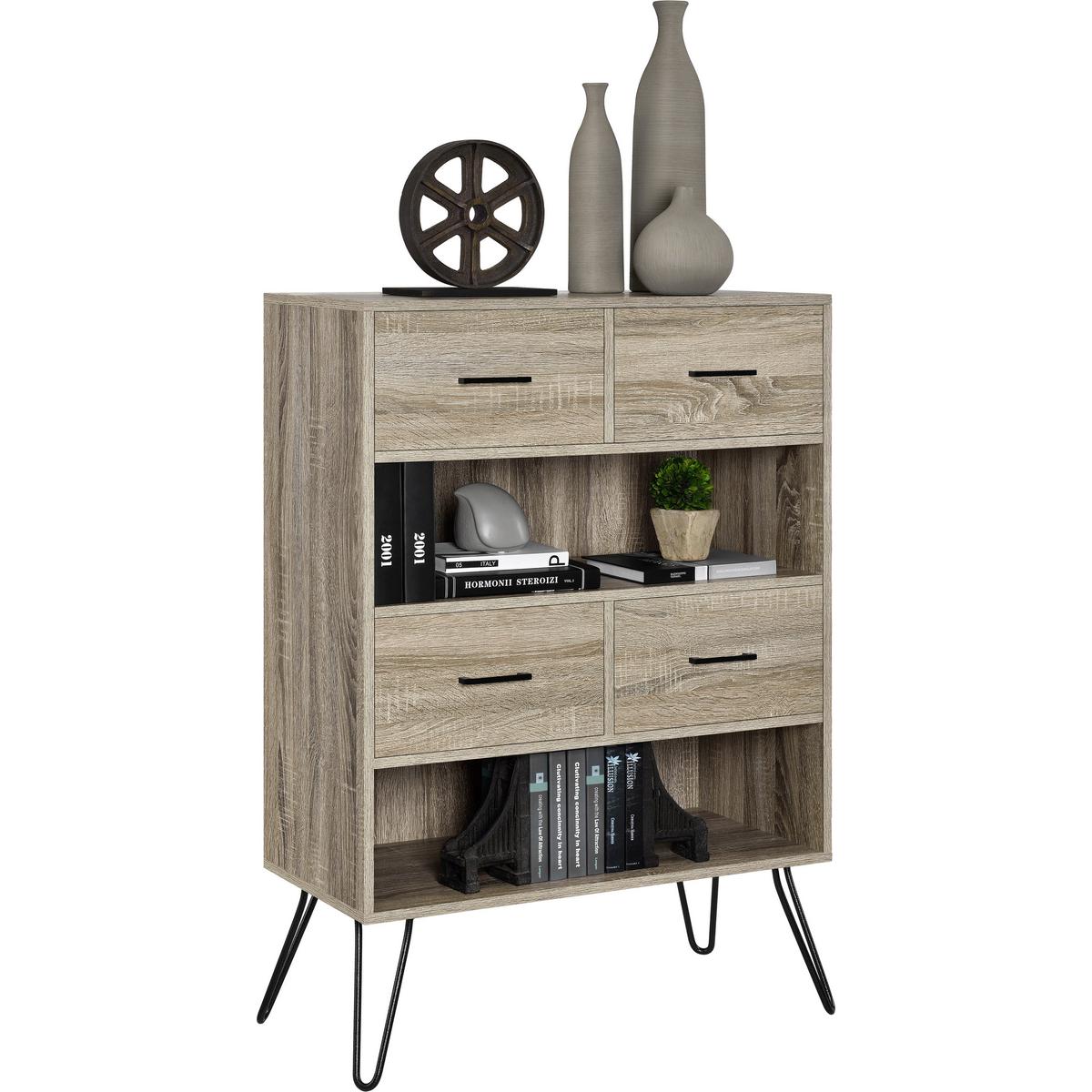 Kommode London Grau/eichefarben 79 Cm - Eichefarben/Schwarz, Design, Holzwerkstoff/Metall (79/112/36cm) - MID.YOU