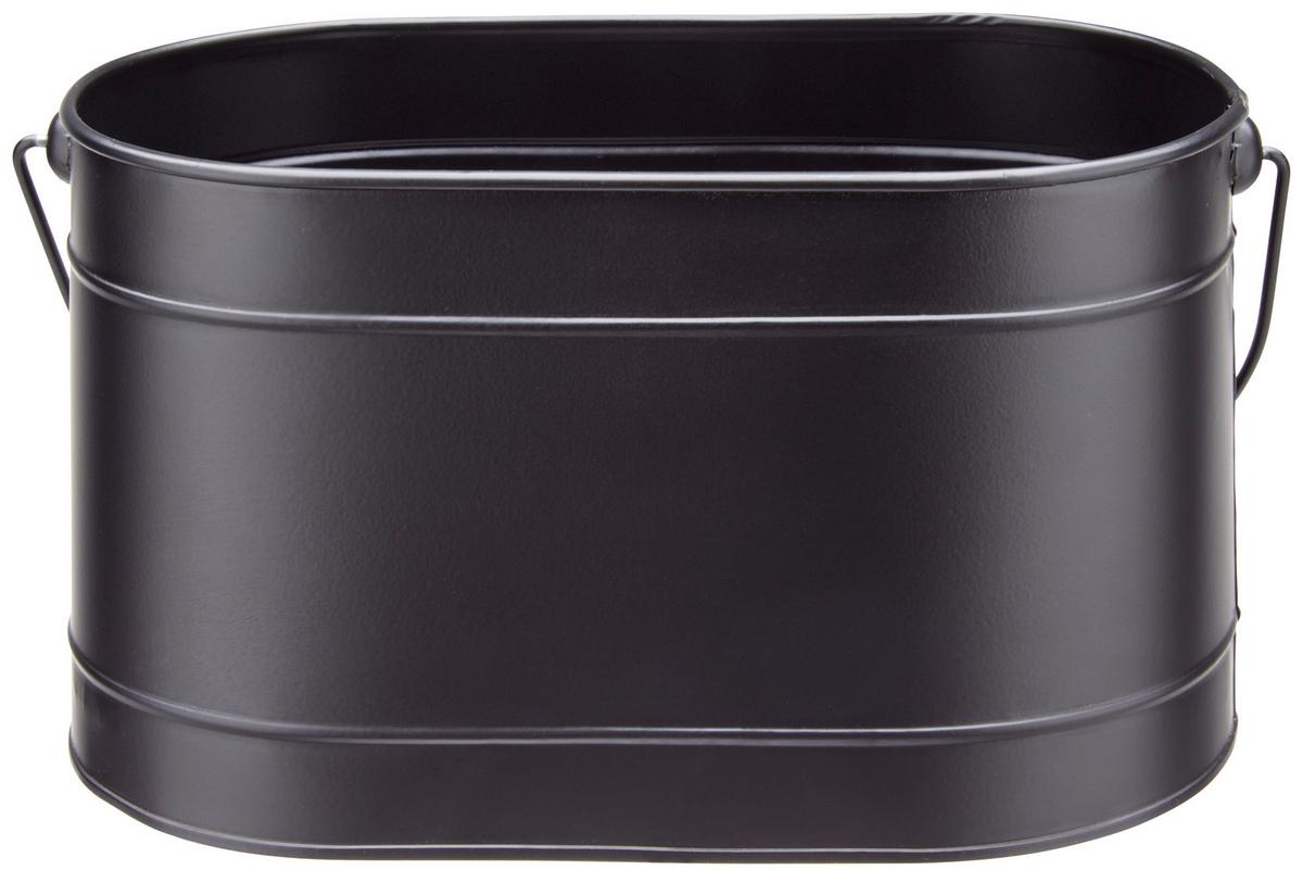 Übertopf Trixia Aus Zink Mit Griff LxB: 24x13 cm, Schwarz - Schwarz, MODERN, Metall (24/13/13cm)