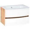 Waschbecken mit Unterschrank Kopenhagen B: 80cm Weiß - Eichefarben/Weiß, KONVENTIONELL, Glas/Holzwerkstoff (80cm) - Held