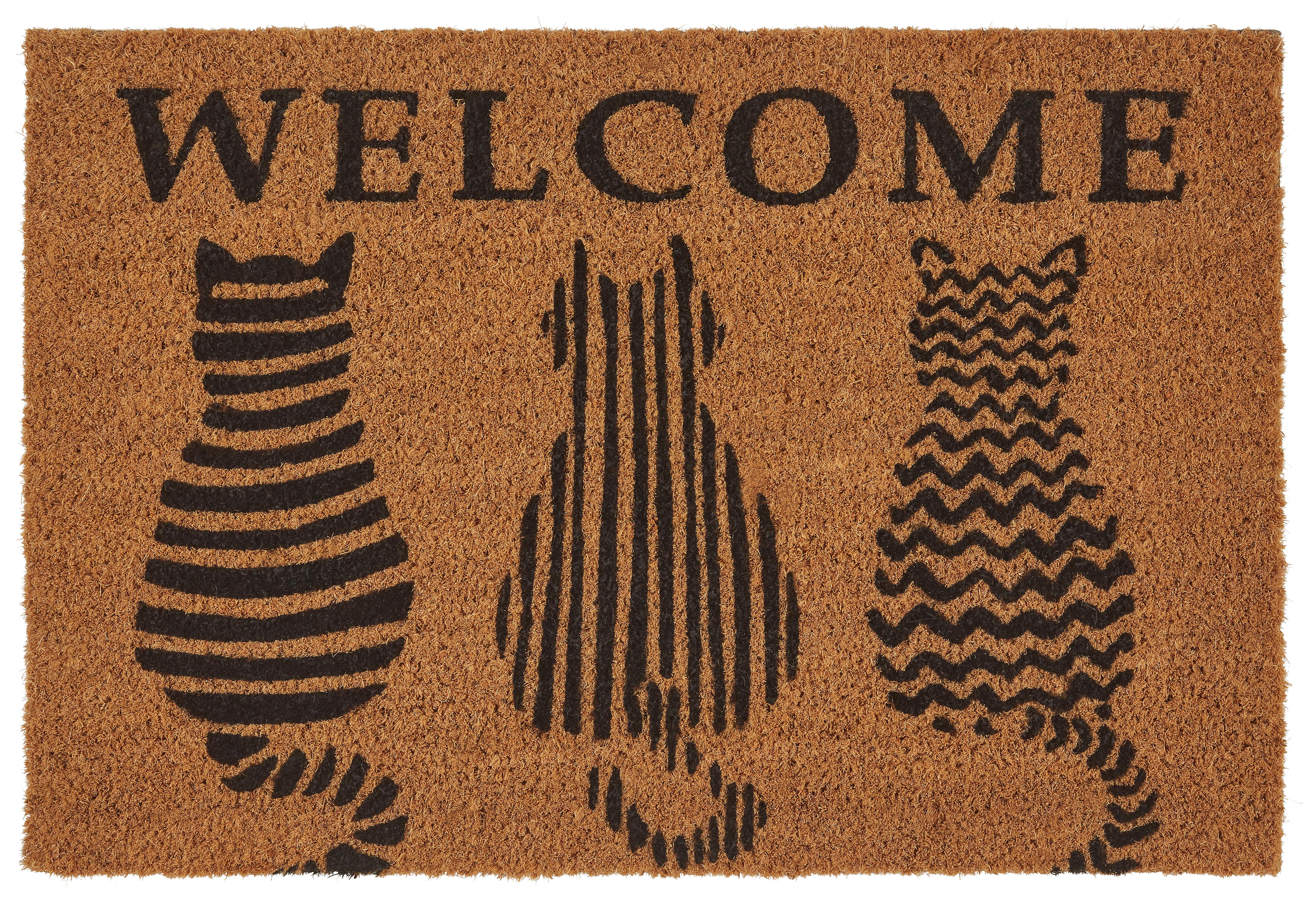 Dveřní Rohožka Welcome Cats, 40/60cm, Hnědá - hnědá, Basics, textil (40/60cm) - Modern Living