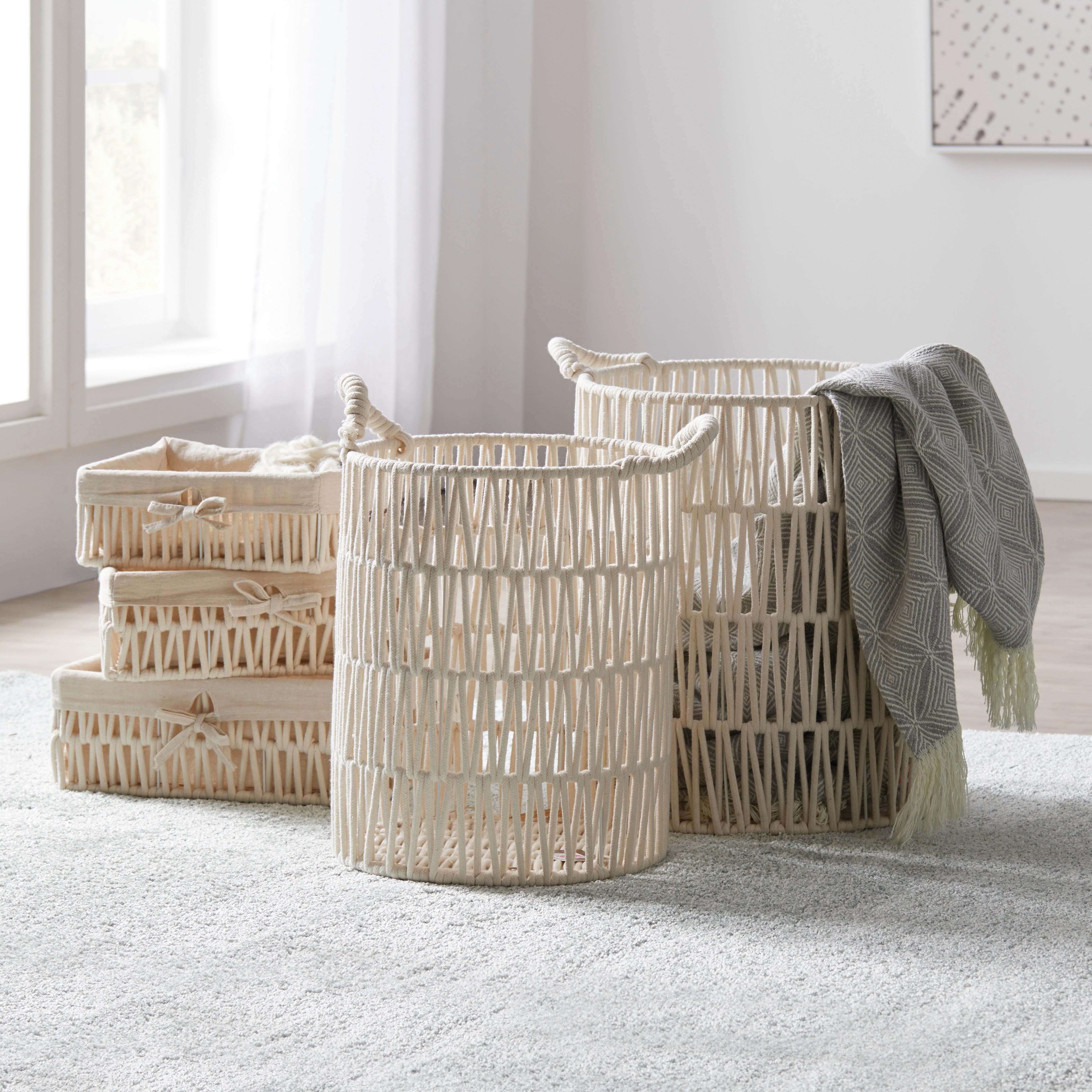Koš Lou, Ø/V: 37/45cm - bílá, Moderní, kov/textil (37/45cm) - Mömax