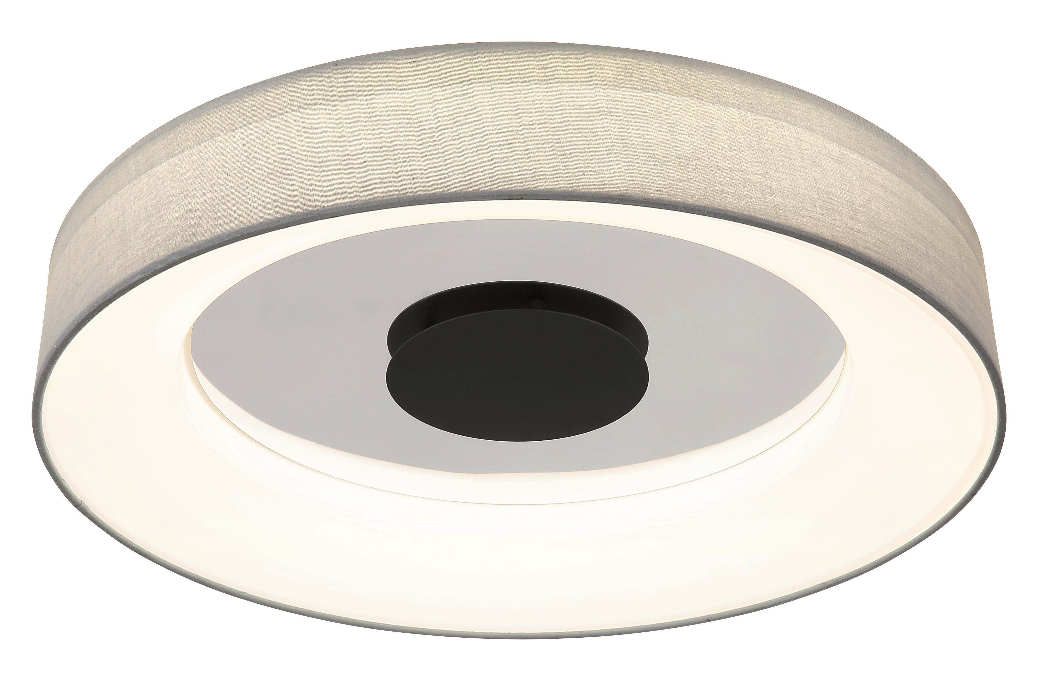 LED-Deckenleuchte 48372-30 - Chromfarben/Opal, Trend, Kunststoff/Textil (46,8/9,8cm) - Globo