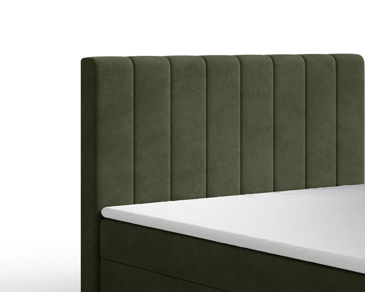 Boxbett Lila mit Topper 160x200 - Schwarz/Olivgrün, MODERN, Holz/Kunststoff (160/200cm) - Livetastic