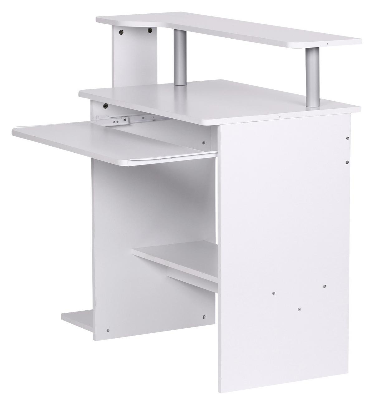 Písací stôl s nástavcom pre monitor biela - biela, Konventionell, kompozitné drevo (94/48,5/90,5cm) - MID.YOU